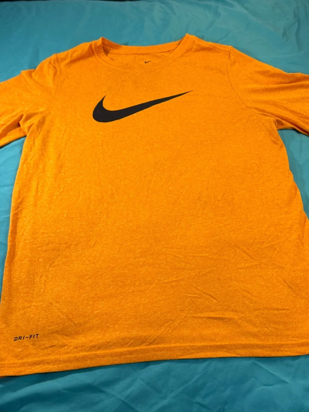 Nike Orange Short Sleeve Dri-FIT Tee with Black Swoosh